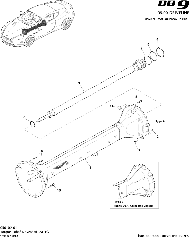 Torque Tube Assembly of Aston Martin Aston Martin GT DB9 (2004-2017)