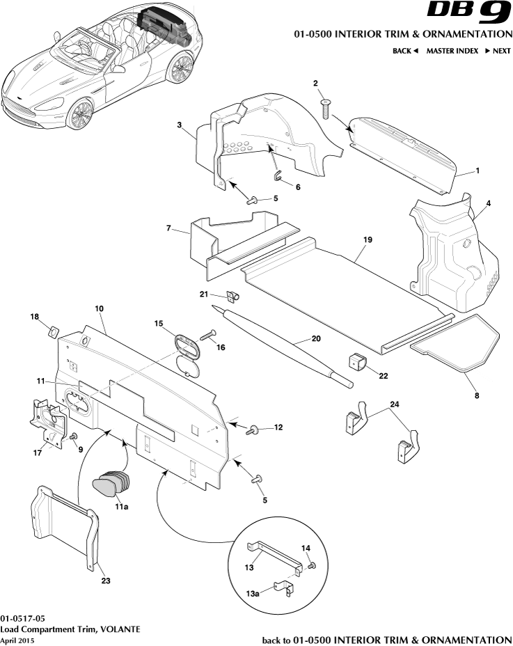 Interior Trim & Ornamentation - Load Compartment Trim, Volante of Aston Martin Aston Martin GT DB9 (2004-2017)