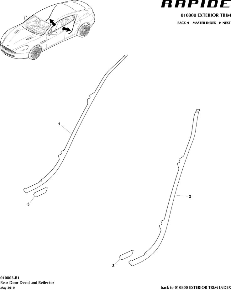 Body Exterior Trim & Ornamentation - Rear Door Trim of Aston Martin Aston Martin GT RAPIDE (2010-2019)