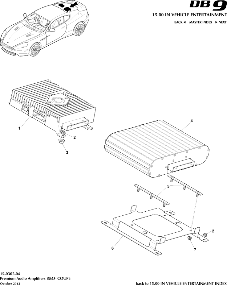 Amplifiers, B&O, Coupe of Aston Martin Aston Martin GT DB9 (2004-2017)