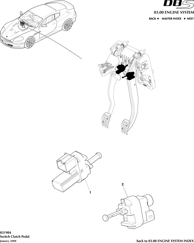 Clutch Pedal Switch of Aston Martin Aston Martin GT DBS (2007-2012)