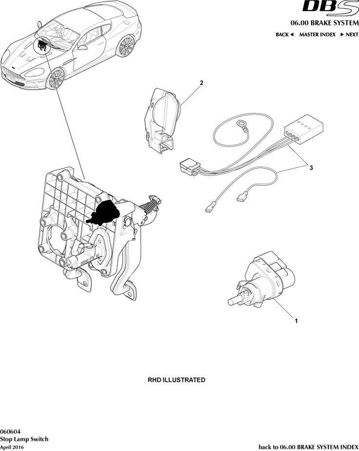 Stop Lamp Switch of Aston Martin Aston Martin GT DBS (2007-2012)
