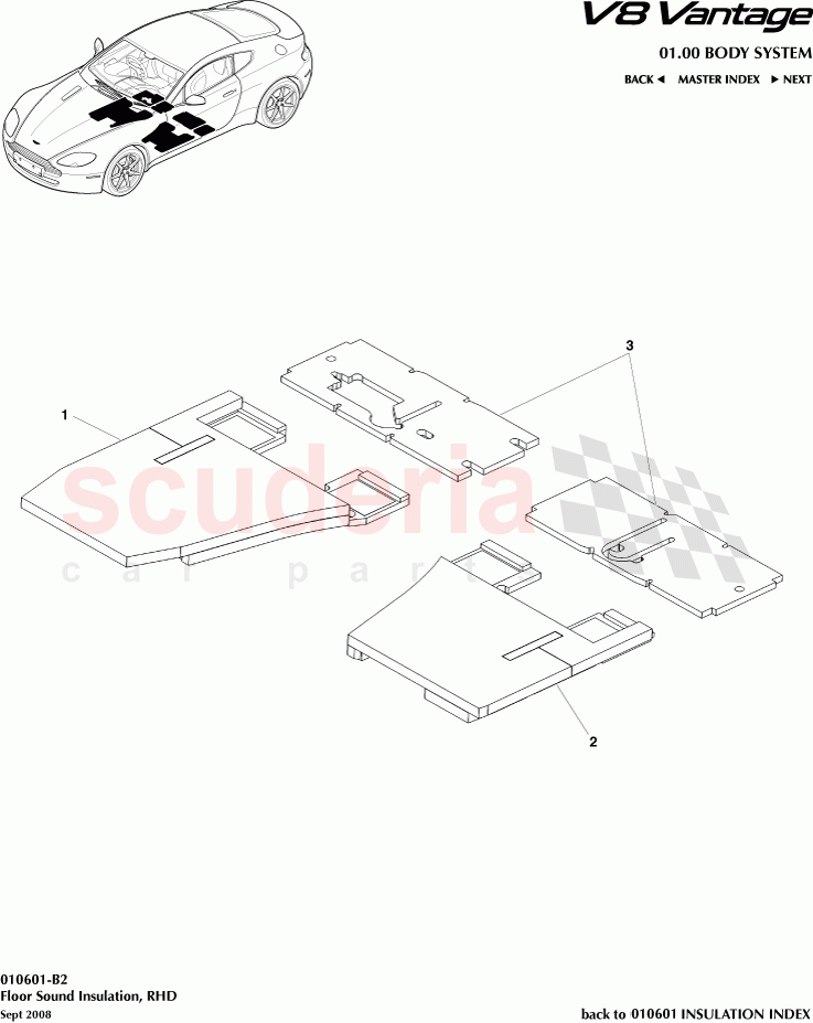 Floor Sound Insulation (RHD) of Aston Martin Aston Martin V8 Vantage (upto 2016)