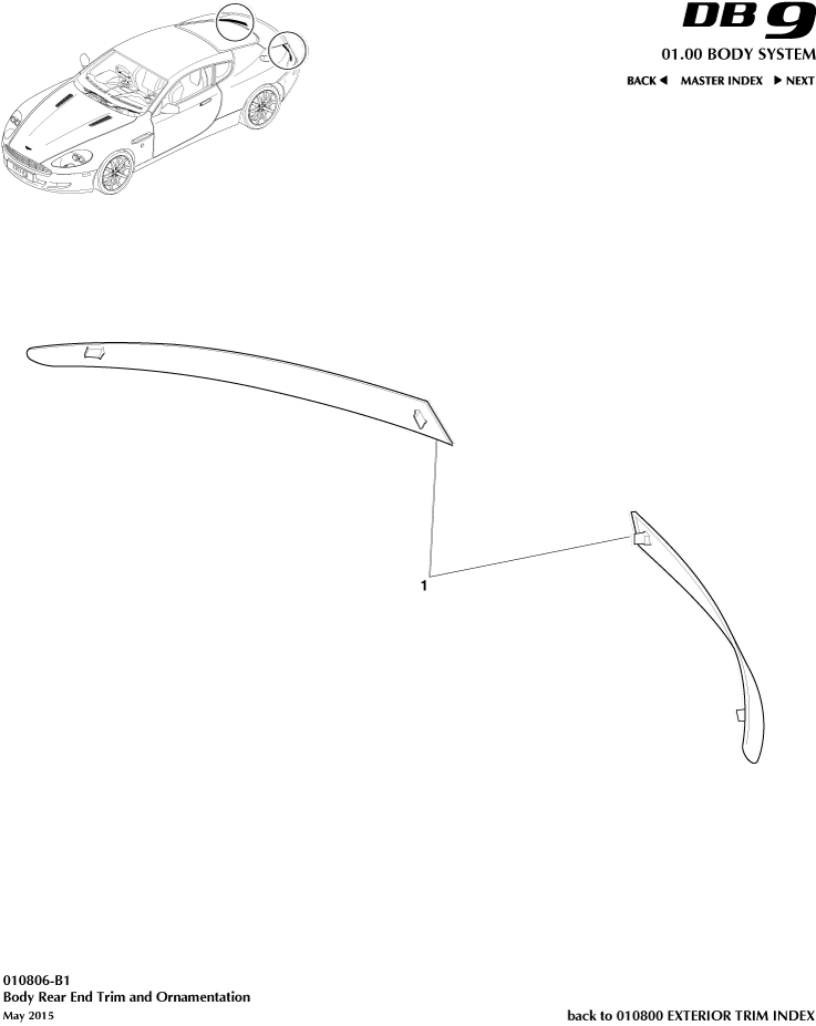 Exterior Trim - Body Rear End Trim of Aston Martin Aston Martin GT DB9 (2004-2017)