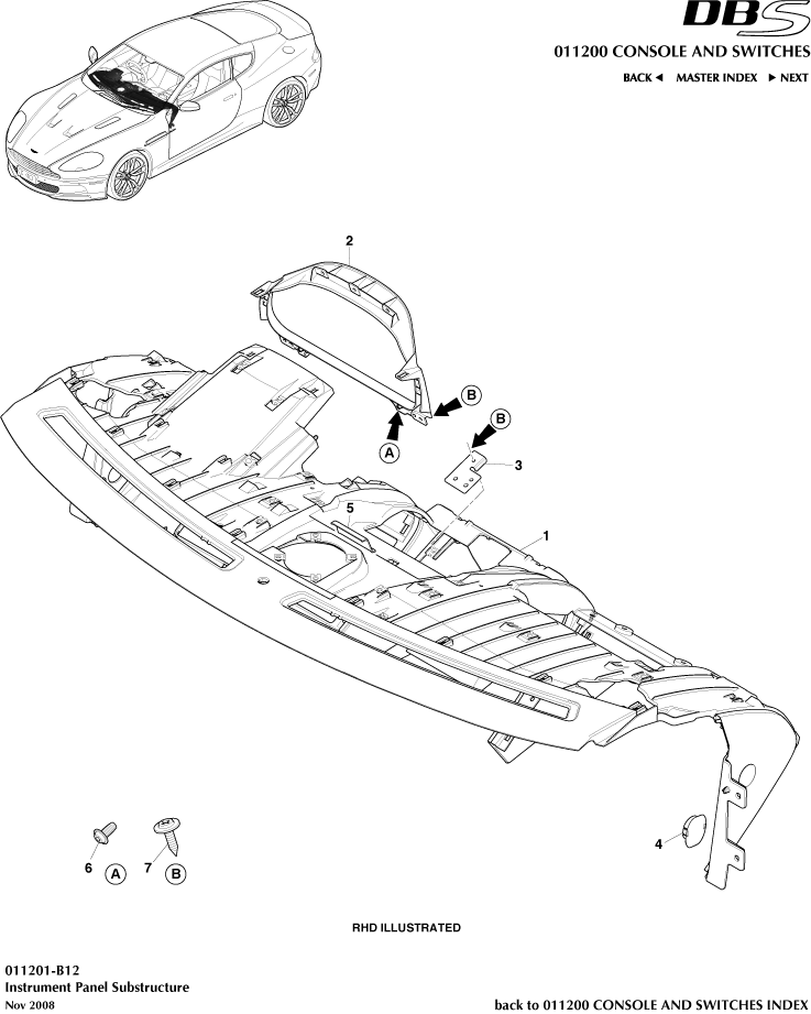 Console and Switches - IP Substructure of Aston Martin Aston Martin GT DBS (2007-2012)