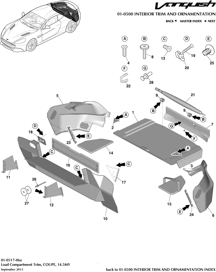 Interior Trim & Ornamentation - Load Compartment Trim, Coupe 14.5MY of Aston Martin Aston Martin GT VANQUISH (2013-2018)