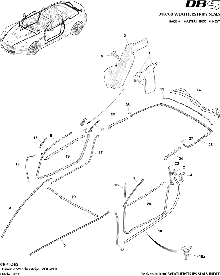 Weatherstrip Seals - Dynamic Weatherstrips, Volante of Aston Martin Aston Martin GT DBS (2007-2012)