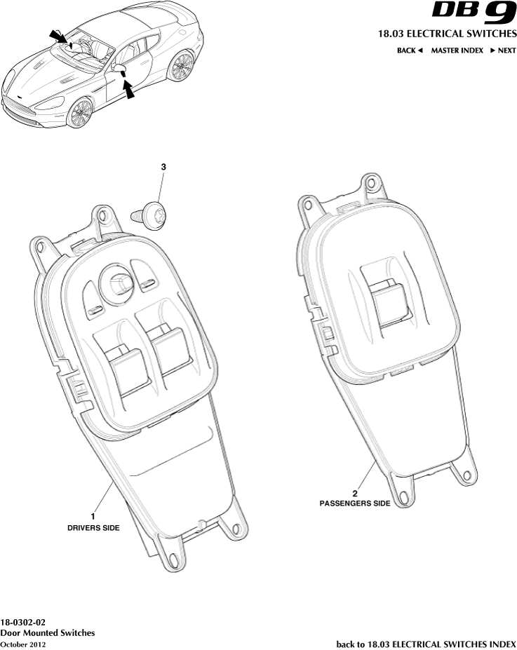 Electrical Switches - Door Mounted Switches of Aston Martin Aston Martin GT DB9 (2004-2017)