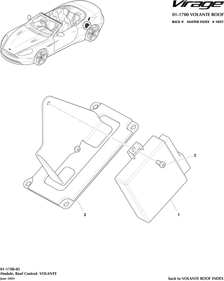 Volante Roof & Sunroof - Roof Control Module of Aston Martin Aston Martin GT VIRAGE (2012-2013)