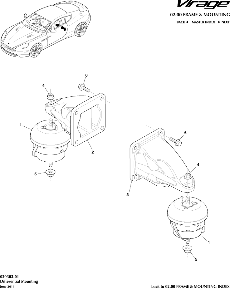 Powertrain Mountings of Aston Martin Aston Martin GT VIRAGE (2012-2013)