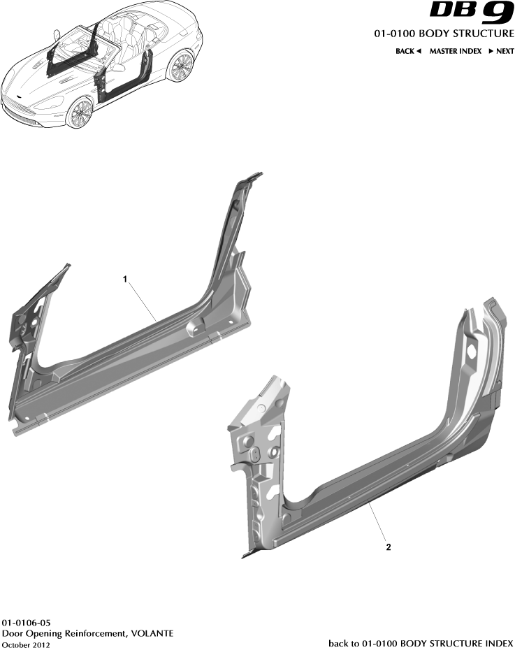 Body Structure - Door Opening Frame, Volante of Aston Martin Aston Martin GT DB9 (2004-2017)
