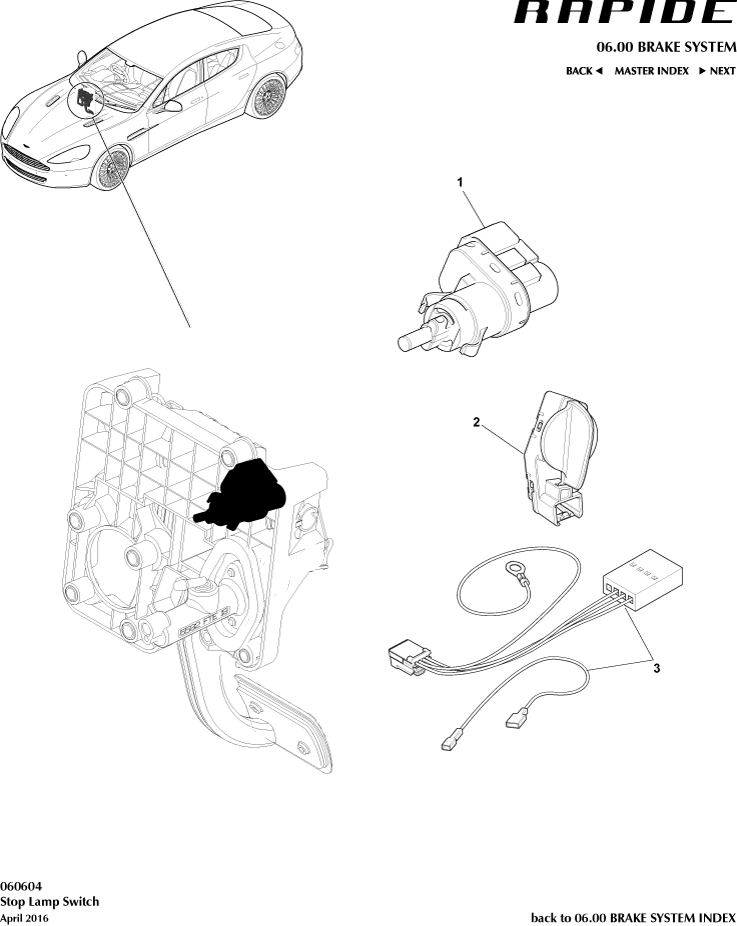 Brake lamp Switch of Aston Martin Aston Martin GT RAPIDE (2010-2019)