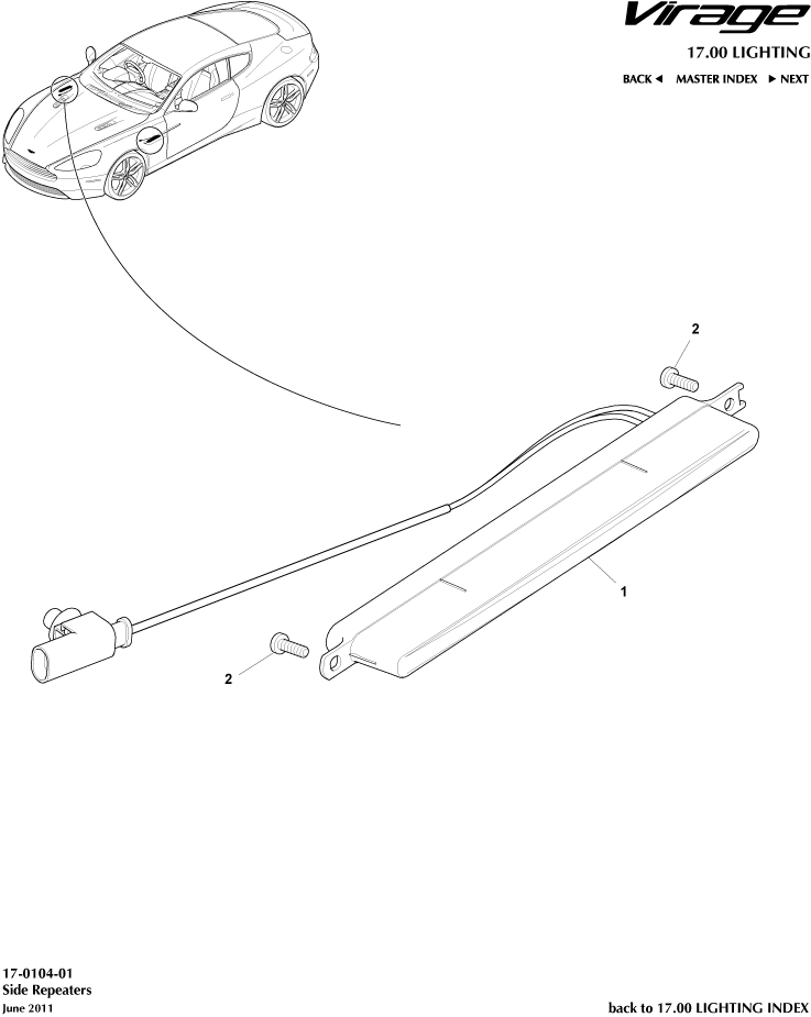 Side Repeaters of Aston Martin Aston Martin GT VIRAGE (2012-2013)