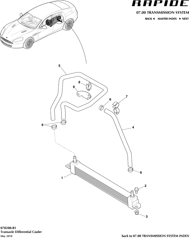 Differential Oil Cooler of Aston Martin Aston Martin GT RAPIDE (2010-2019)
