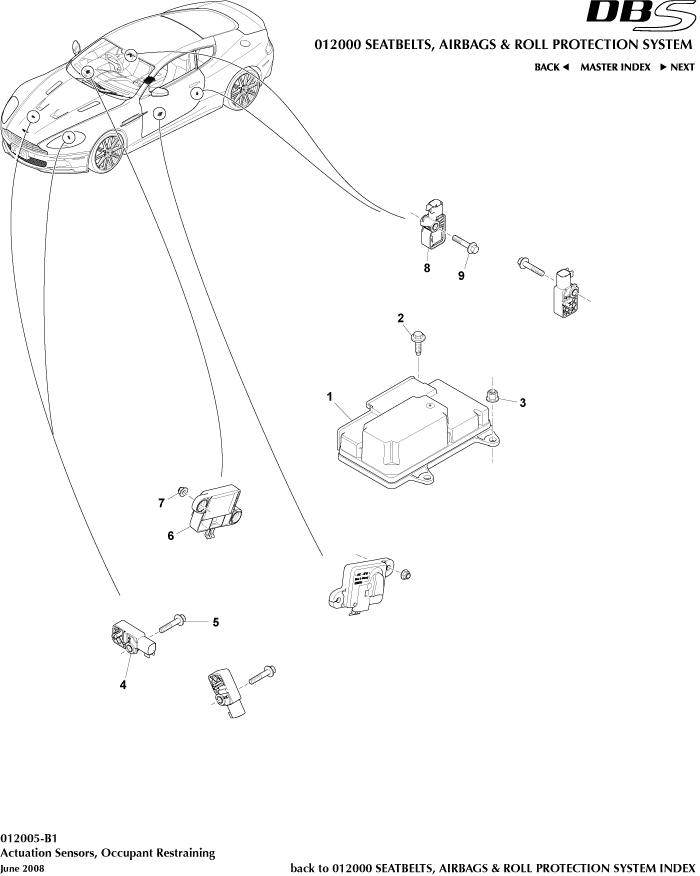 Seatbelts, Airbags & Roll Over Protection System - Actuation Sensors of Aston Martin Aston Martin GT DBS (2007-2012)