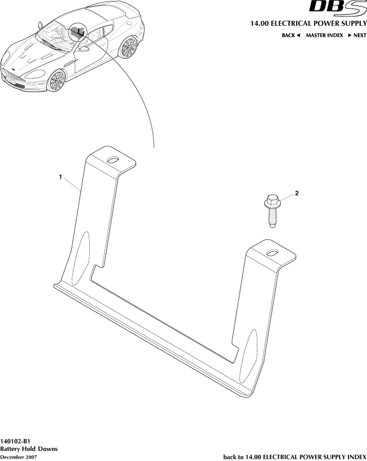 Battery Hold Downs of Aston Martin Aston Martin GT DBS (2007-2012)