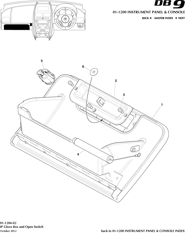 Instrument and Console Panels - Glove Box Switch of Aston Martin Aston Martin GT DB9 (2004-2017)