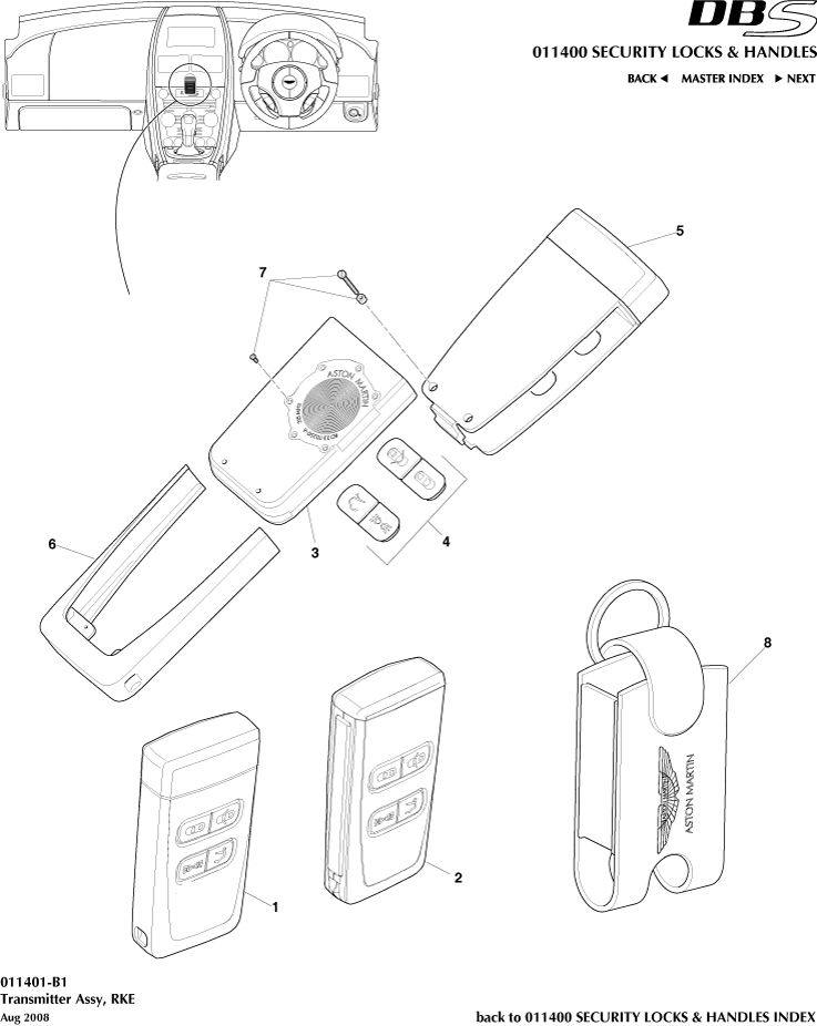 Security Locks and Handles - Transmittter, RKE of Aston Martin Aston Martin GT DBS (2007-2012)