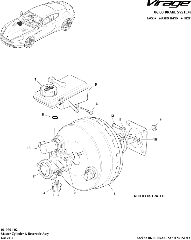 Master Cylinder & Reservoir of Aston Martin Aston Martin GT VIRAGE (2012-2013)