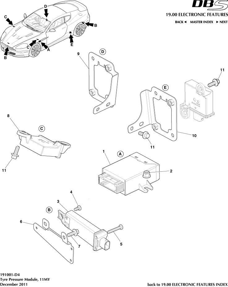 Tyre Pressure Module, 11MY of Aston Martin Aston Martin GT DBS (2007-2012)