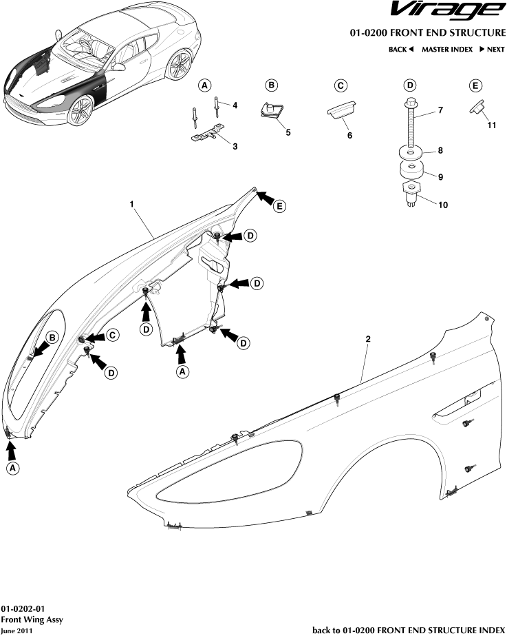 Front End Structure - Front Wings of Aston Martin Aston Martin GT VIRAGE (2012-2013)
