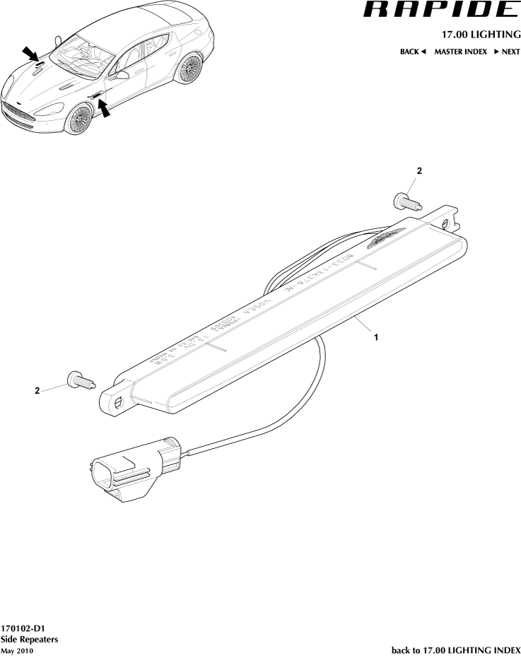 Side Repeaters of Aston Martin Aston Martin GT RAPIDE (2010-2019)