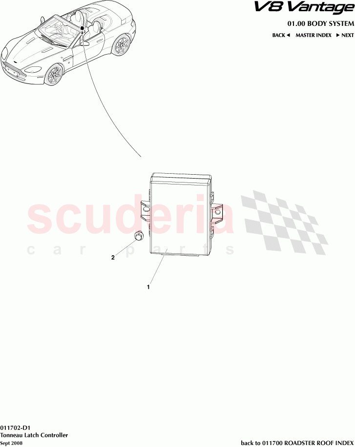 Tonneau Latch Controller of Aston Martin Aston Martin V8 Vantage (upto 2016)