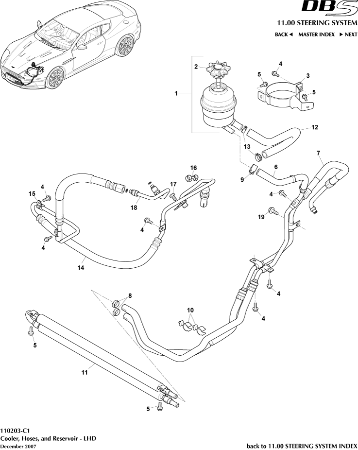 Cooler, Hoses & Reservoir, LHD of Aston Martin Aston Martin GT DBS (2007-2012)