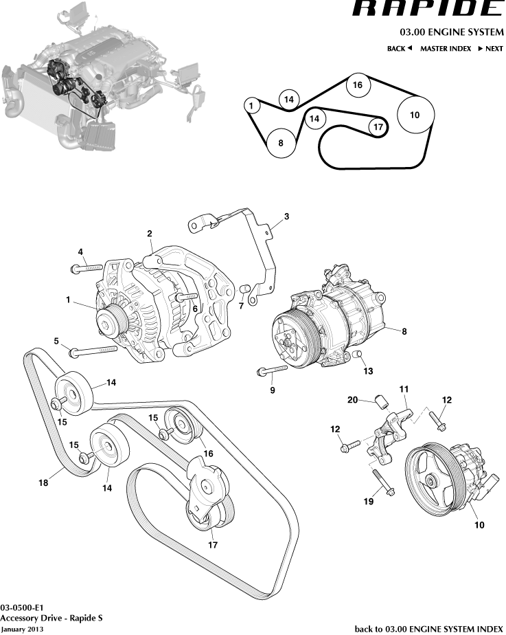 Rapide S and AMR - Accessory Drive of Aston Martin Aston Martin GT RAPIDE (2010-2019)