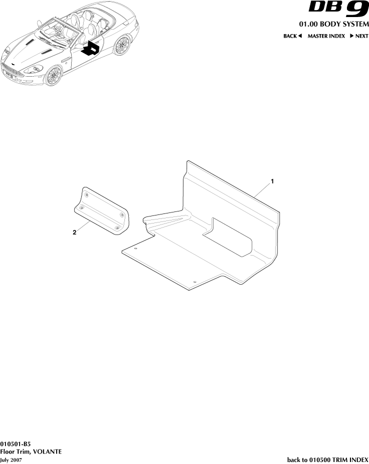 Interior Trim - Floor Trim, Volante of Aston Martin Aston Martin GT DB9 (2004-2017)