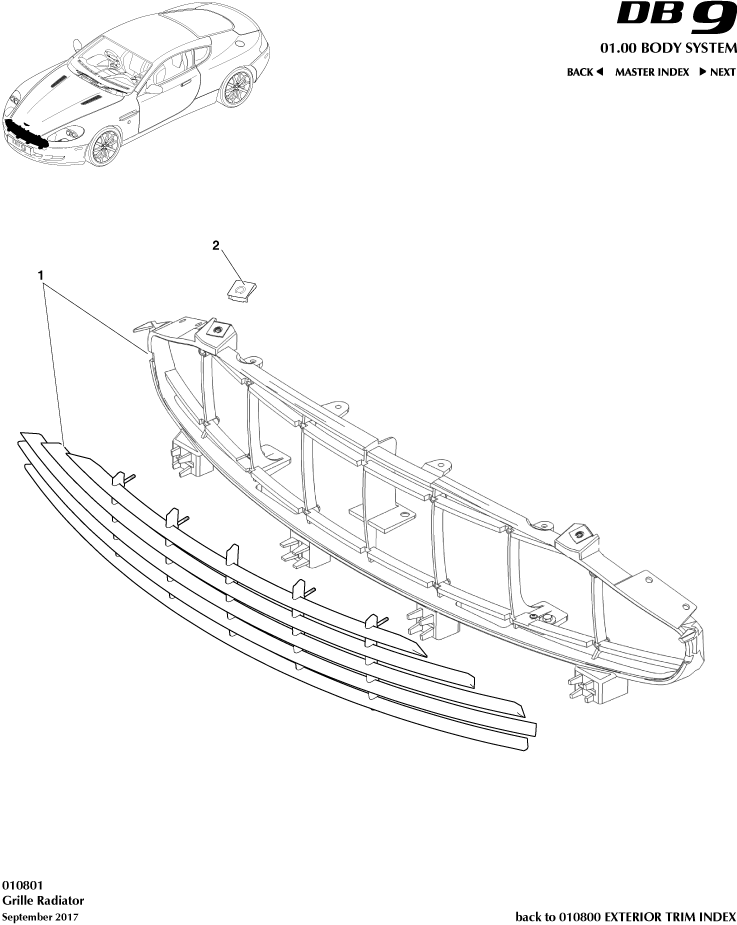 Exterior Trim - Radiator Grille of Aston Martin Aston Martin GT DB9 (2004-2017)