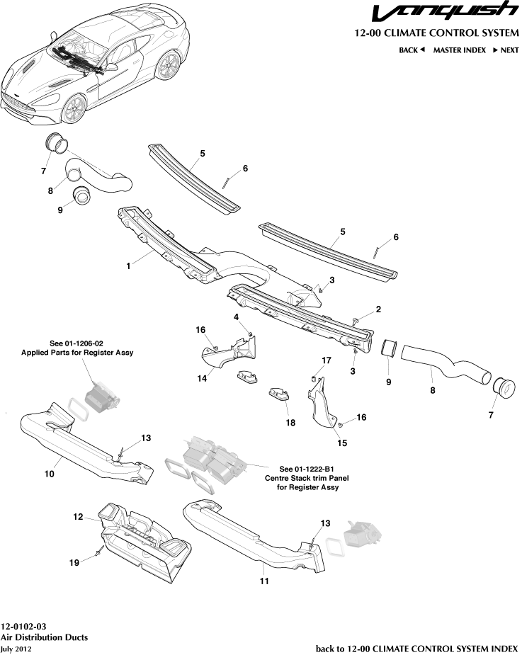 Air Distribution Components of Aston Martin Aston Martin GT VANQUISH (2013-2018)