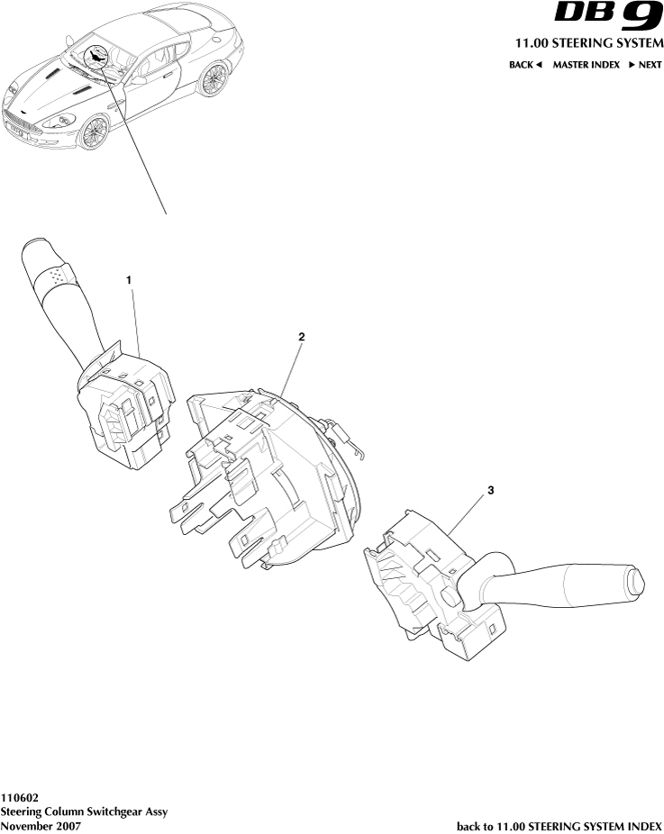 Steering Column Switch of Aston Martin Aston Martin GT DB9 (2004-2017)