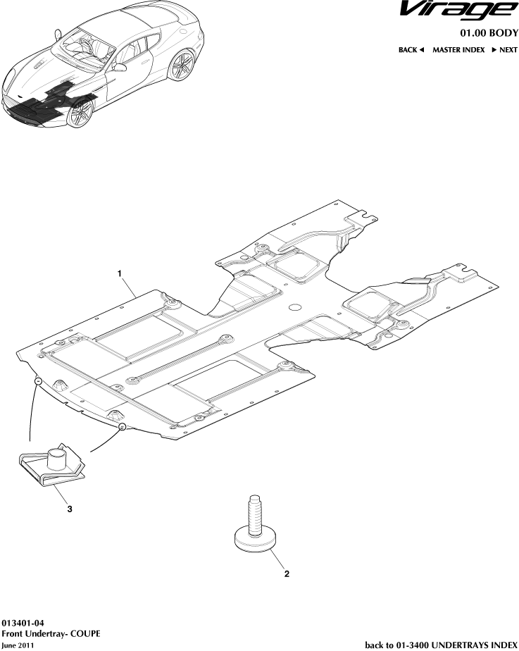 Front Undertray, Coupe of Aston Martin Aston Martin GT VIRAGE (2012-2013)