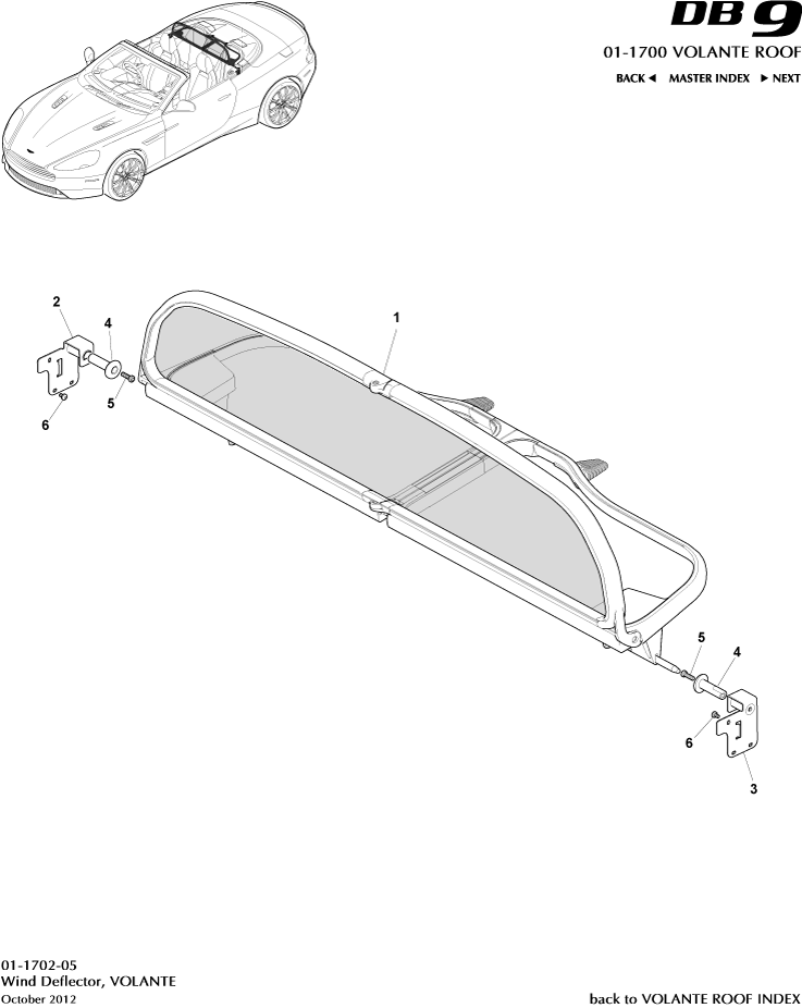 Volante Roof & Sunroof - Wind Deflector of Aston Martin Aston Martin GT DB9 (2004-2017)
