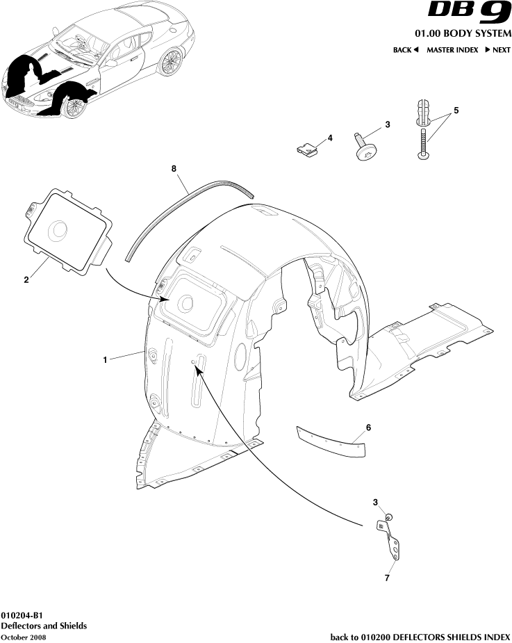 Front Structure - Front Wheel Arches of Aston Martin Aston Martin GT DB9 (2004-2017)