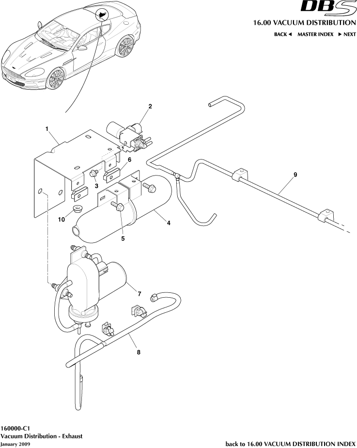 Vacuum Distribution of Aston Martin Aston Martin GT DBS (2007-2012)