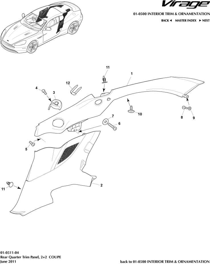 Interior Trim & Ornamentation - Rear Quarter Trim Panel, 2+2 Coupe of Aston Martin Aston Martin GT VIRAGE (2012-2013)