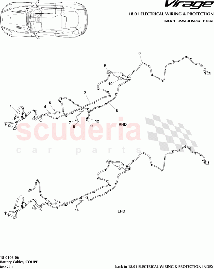 Battery Cables (Coupe) of Aston Martin Aston Martin Virage