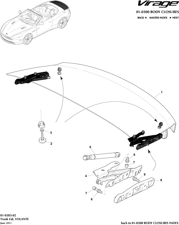 Body Closures - Trunk Lid & Hinge, Volante of Aston Martin Aston Martin GT VIRAGE (2012-2013)