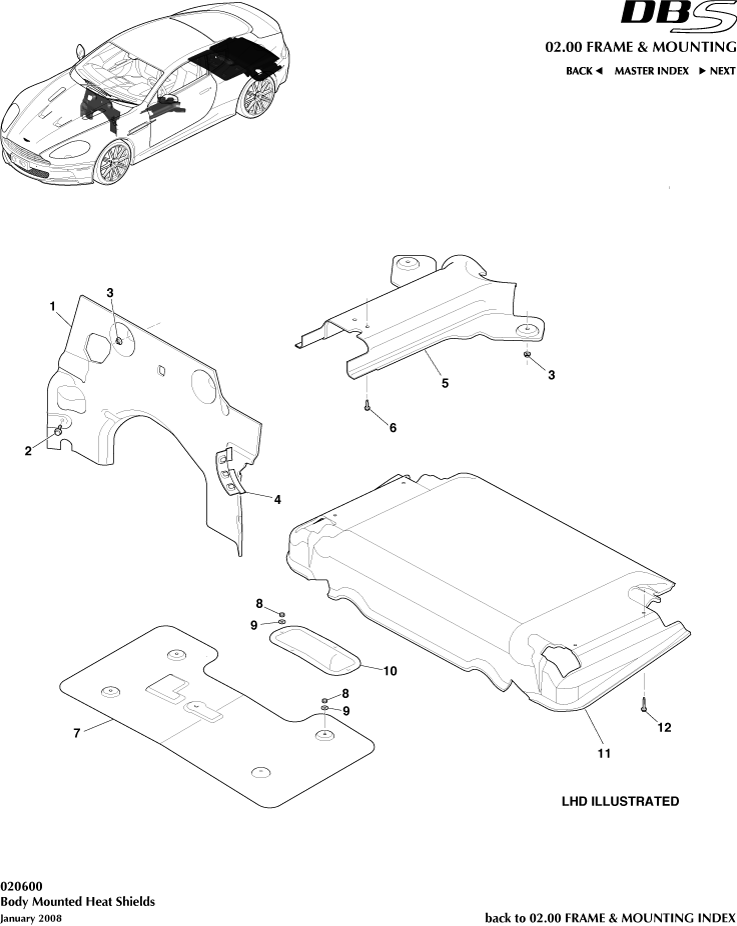 Splash & Heat Shields of Aston Martin Aston Martin GT DBS (2007-2012)