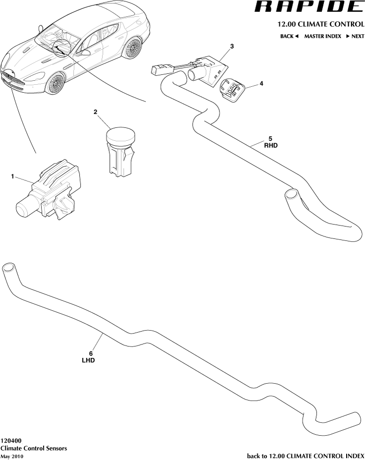 Sensors of Aston Martin Aston Martin GT RAPIDE (2010-2019)
