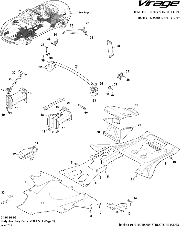Body Structure - Anciliary Parts, Volante, page 1 of Aston Martin Aston Martin GT VIRAGE (2012-2013)