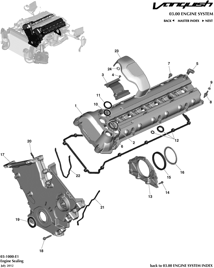 Engine Sealing of Aston Martin Aston Martin GT VANQUISH (2013-2018)
