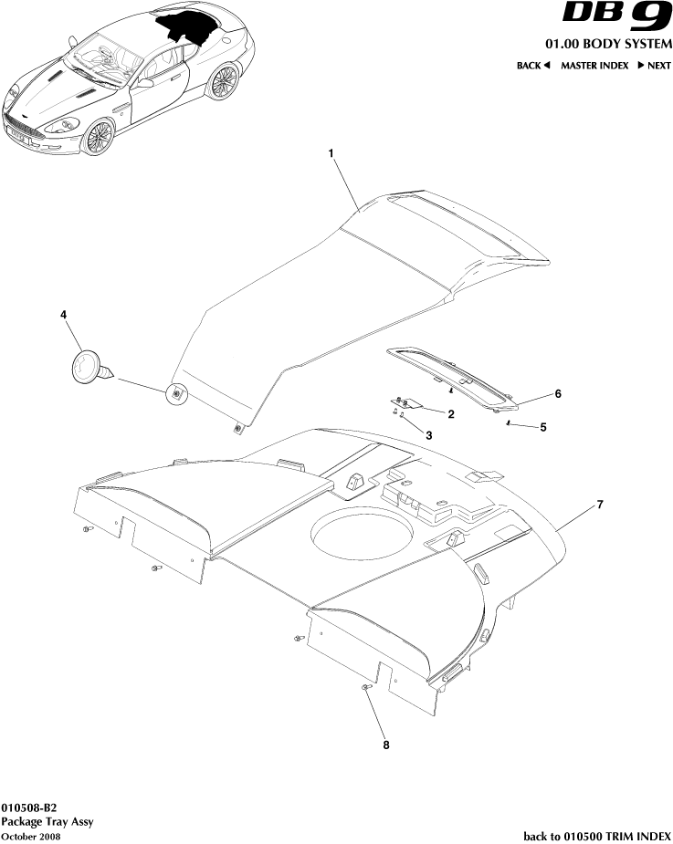 Interior Trim - Package Tray Assembly of Aston Martin Aston Martin GT DB9 (2004-2017)