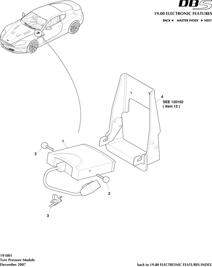 Tyre Pressure Module of Aston Martin Aston Martin GT DBS (2007-2012)