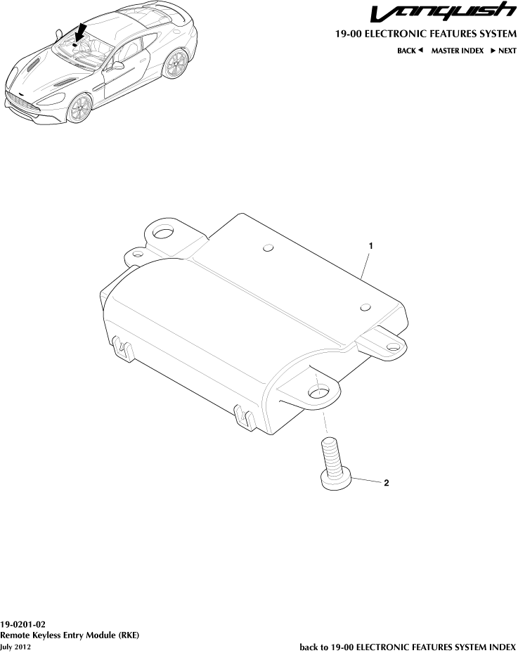 RKE of Aston Martin Aston Martin GT VANQUISH (2013-2018)