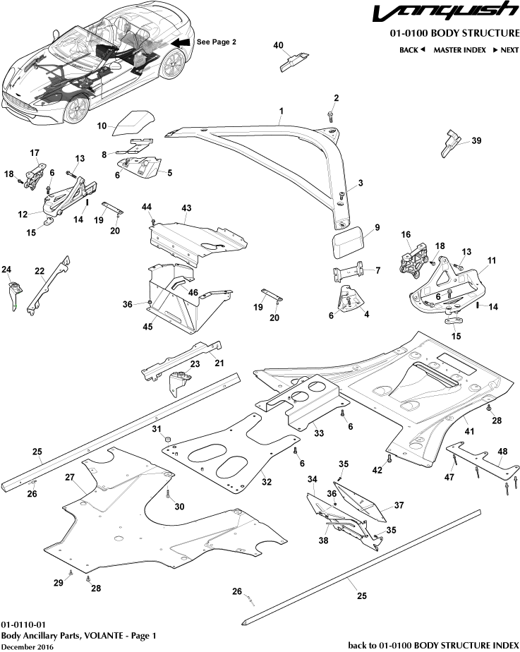Body Structure - Ancillary Parts, Volante, page 1 of Aston Martin Aston Martin GT VANQUISH (2013-2018)