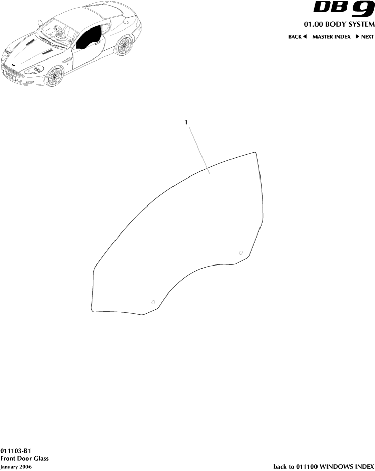 Door Glass of Aston Martin Aston Martin GT DB9 (2004-2017)