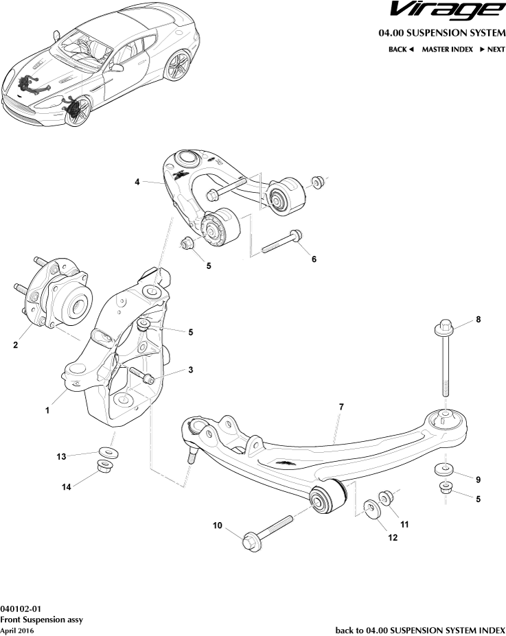 Front Suspension Assembly of Aston Martin Aston Martin GT VIRAGE (2012-2013)